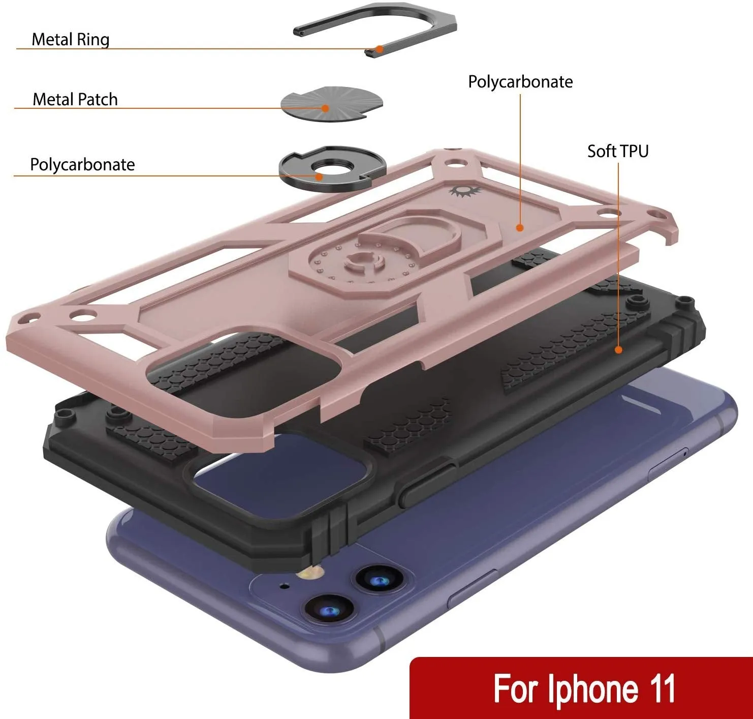 Apple iPhone 11  Punkcase ArmorShield Military Style Case Rose-Gold