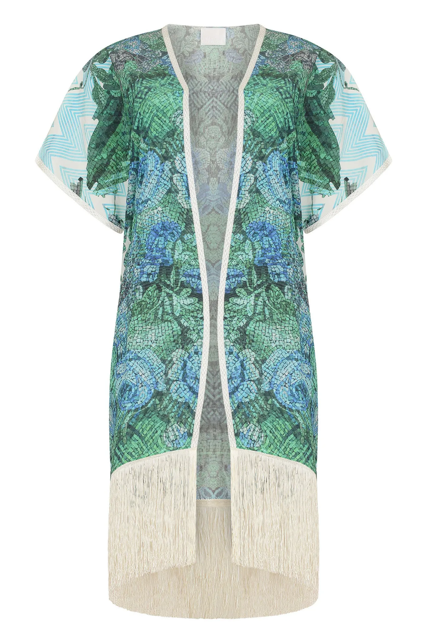 ATHENA PROCOPIOU Blue/Green Fringe Kimono