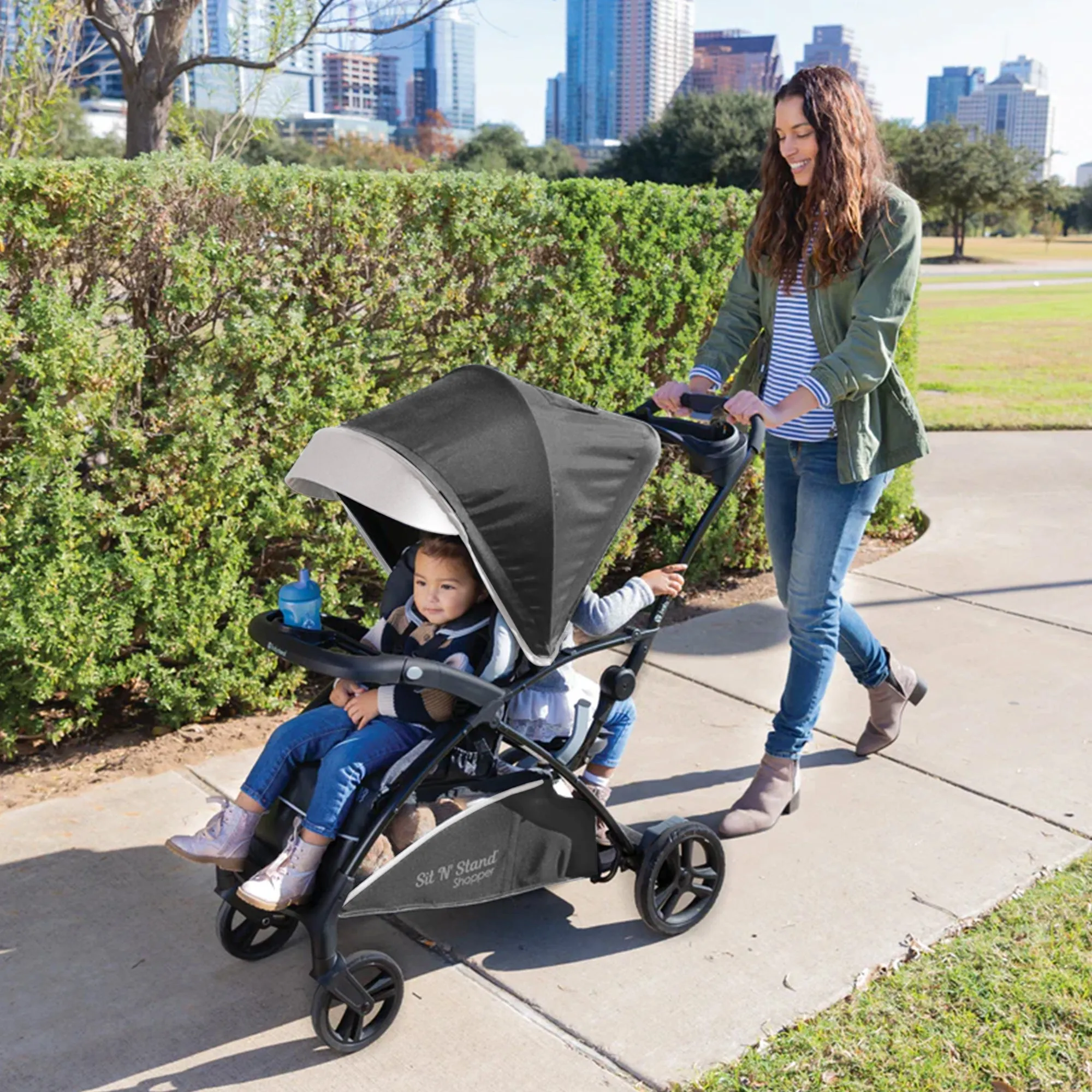 Baby Trend Sit N' Stand 5 in 1 Stroller with Canopy and Basket, Magnolia (Used)