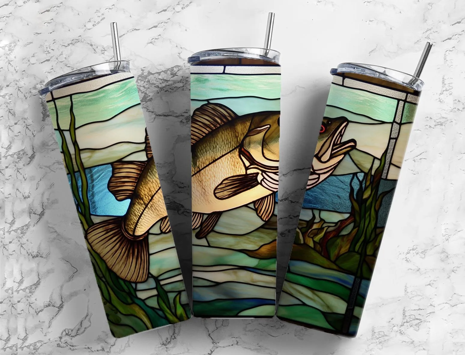 Bass Fishing 20 oz. Skinny Tumbler Sublimated SG70