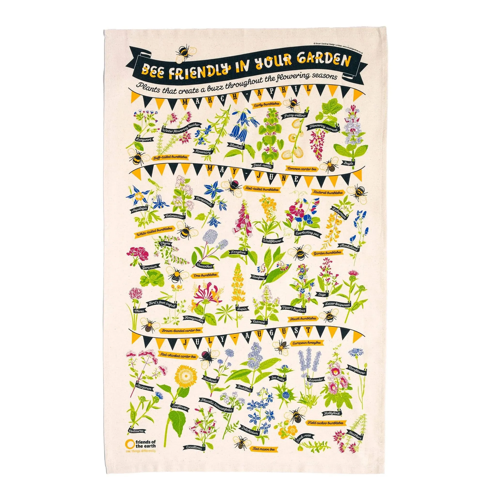 Bee Friendly Tea Towel by Stuart Gardiner Design