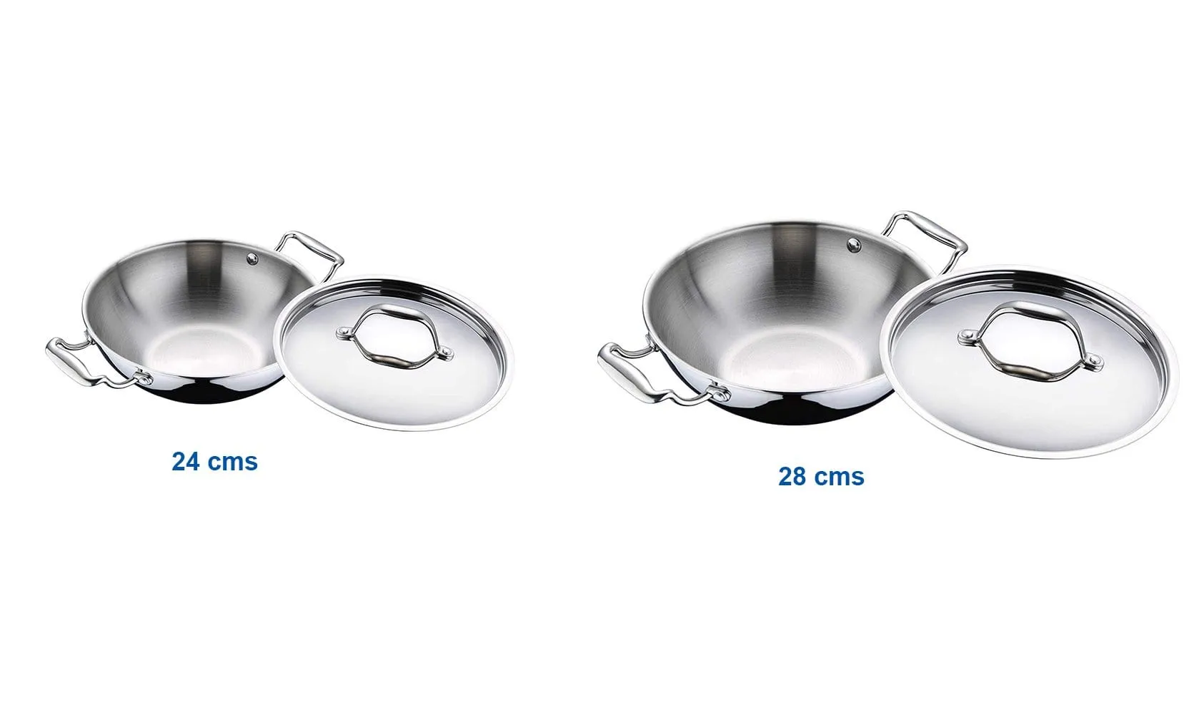 Bergner Argent Triply Stainless Steel Kadai (Combo Packs)