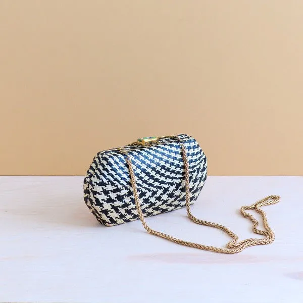 Black Houndstooth Clutch - Handwoven Clutch