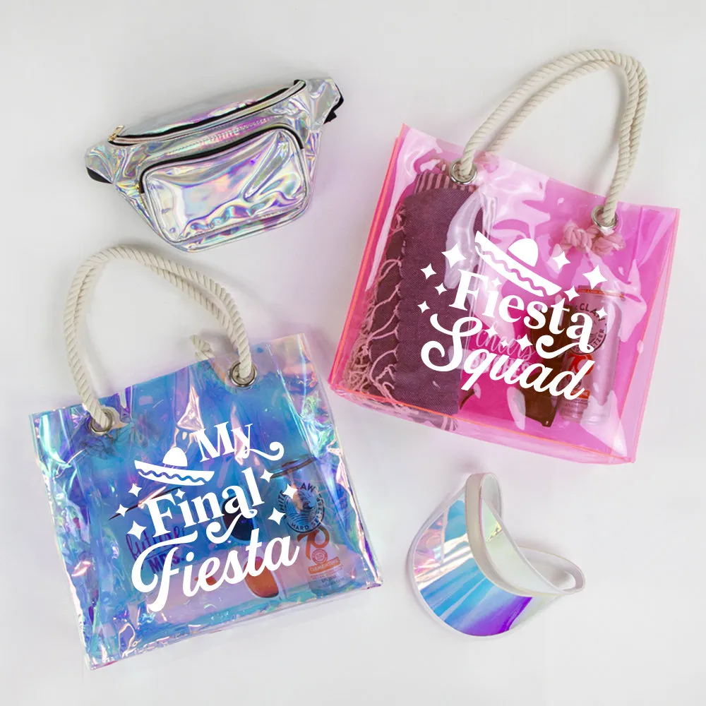 Bridesmaid Tote - Personalized Bachelorette Final Fiesta Neon  Waterproof Bags