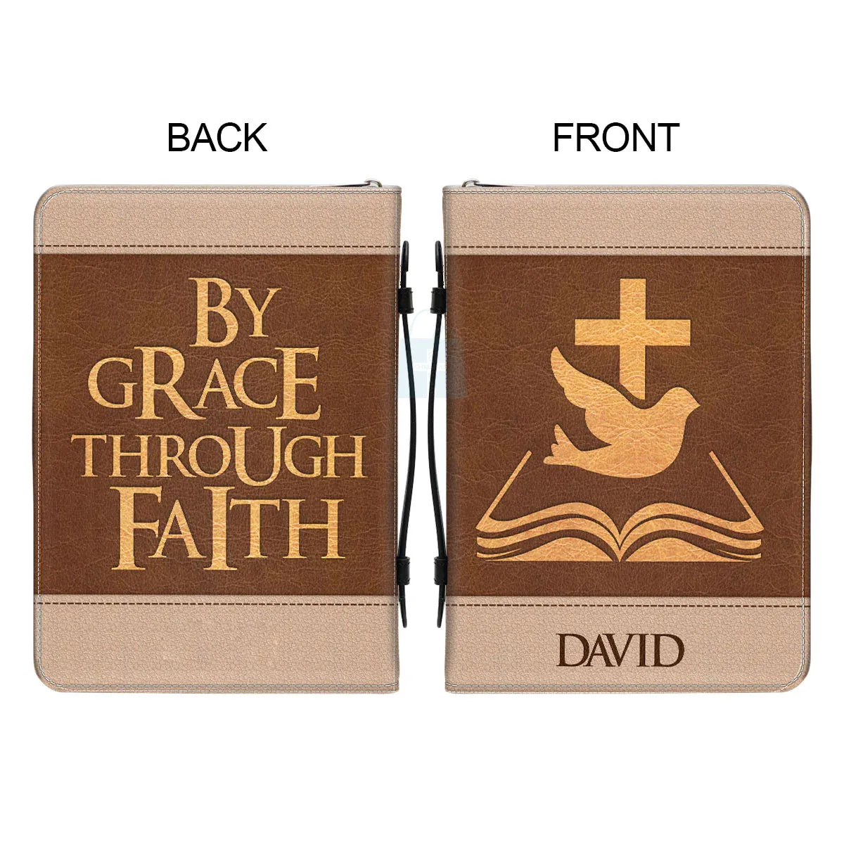 Christianart Bible Cover - By Grace Through Faith - Personalized Bible Cover - Bible Cover For Men - CABBBCV114080324.