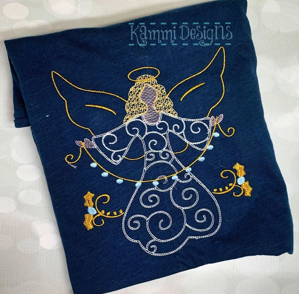 Christmas Angel Bean Swirl Machine Embroidery Design