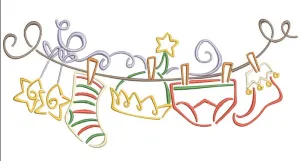 Christmas Elf Clothes Line Swag Machine Embroidery Design