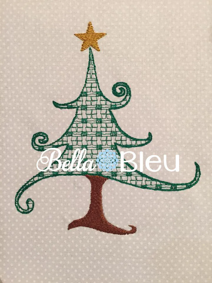 Christmas tree with star Motif Machine Embroidery Design