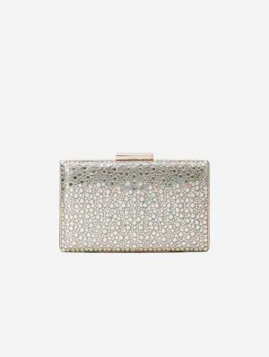 Clara Vegan Sequin Glitter Clutch | Sparkling Silver