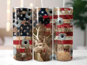 Deer Hunting Bullet Holes 20 oz. Skinny Tumbler Sublimated TH001