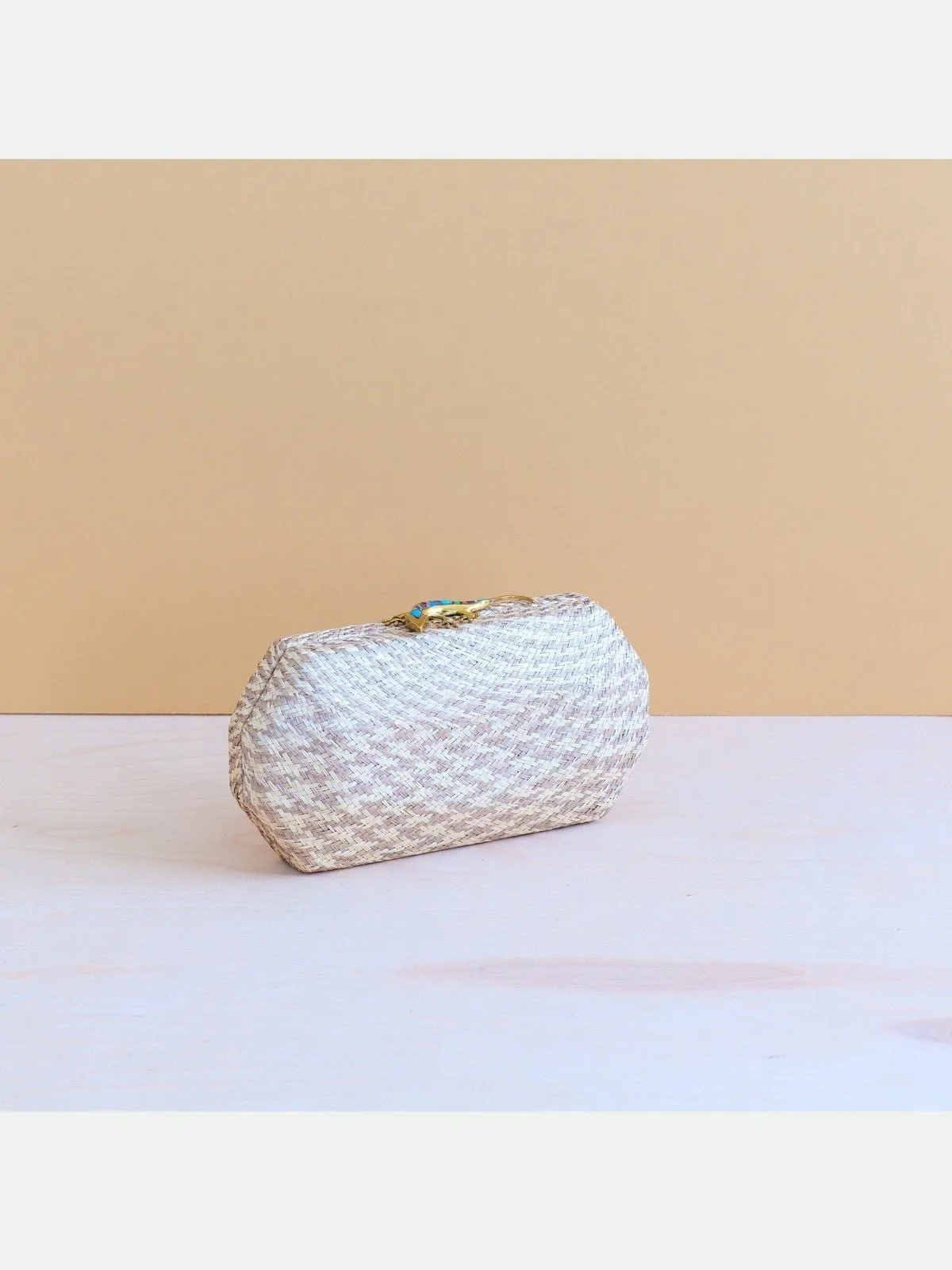 Dusty Rose Houndstooth Clutch - Straw Clutch