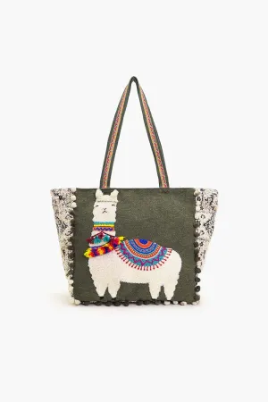 Embellished Shopper Tote Lama