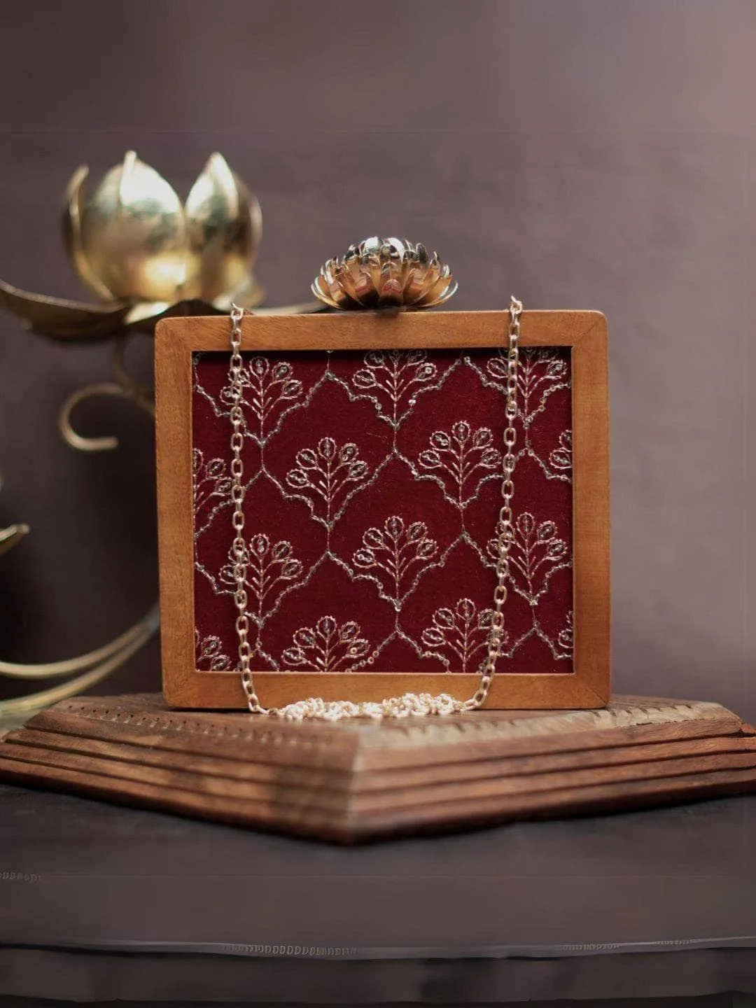 Embroidery Wooden Clutches