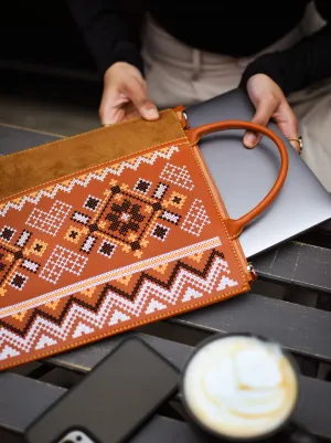 Ethnic Laptop Sleeve In Camel