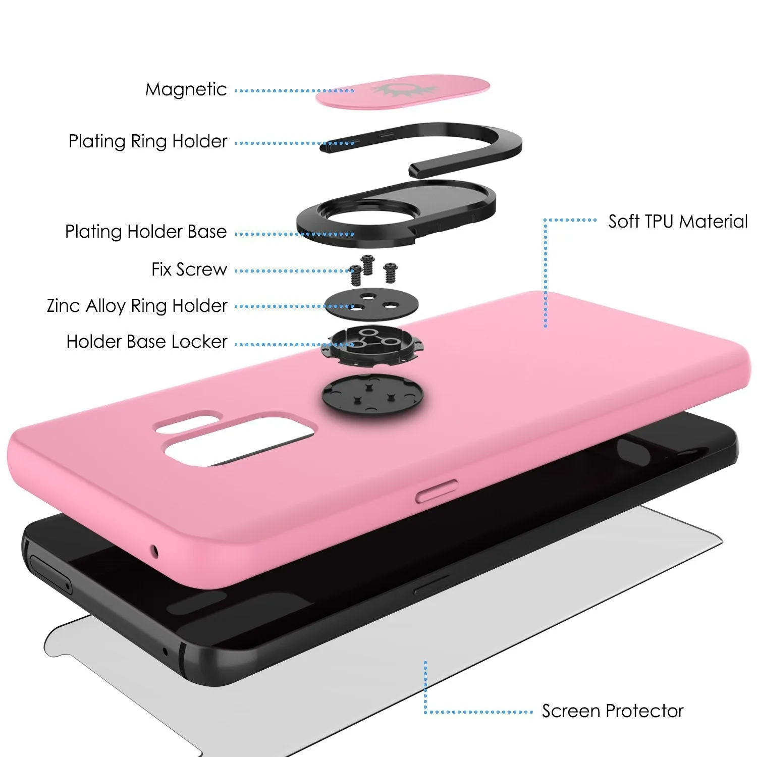 Galaxy S10  Plus, Punkcase Magnetix Protective TPU Cover W/ Kickstand, Sceen Protector[Pink]