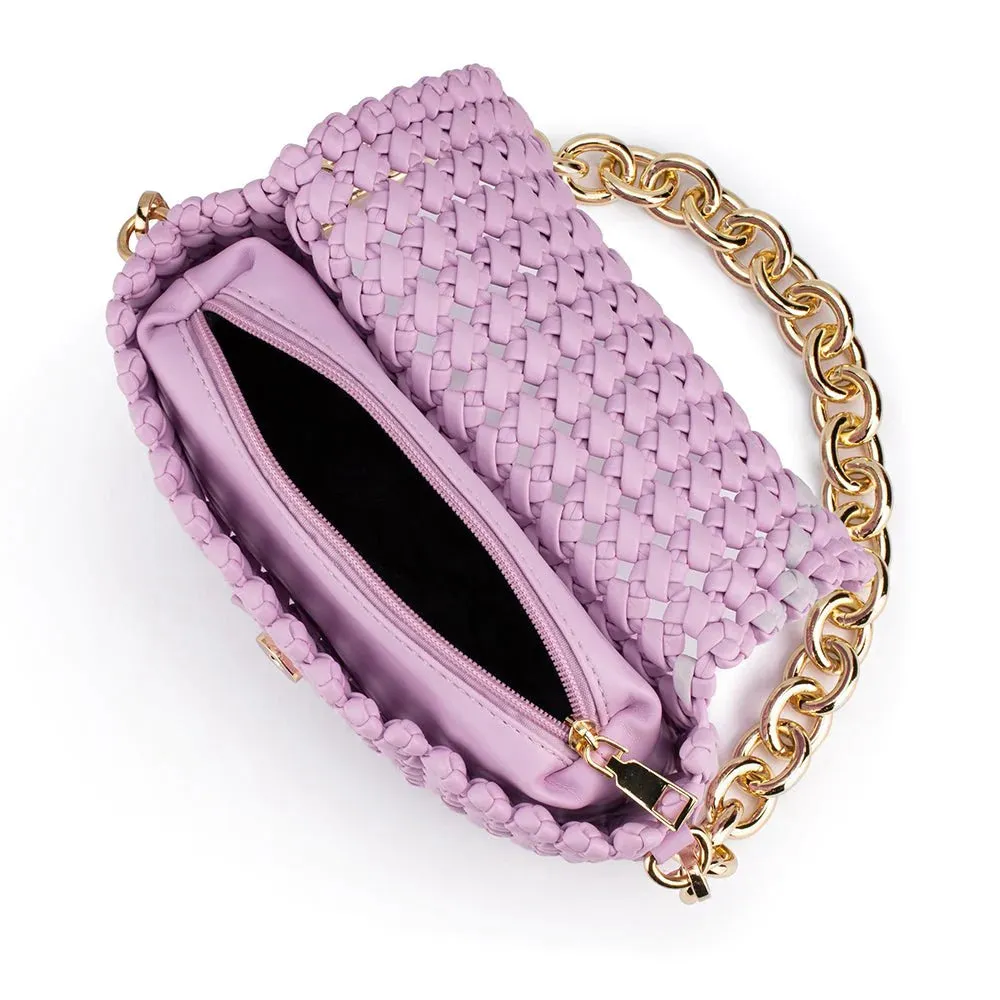 Giselle Woven Shoulder Bag in Lilac