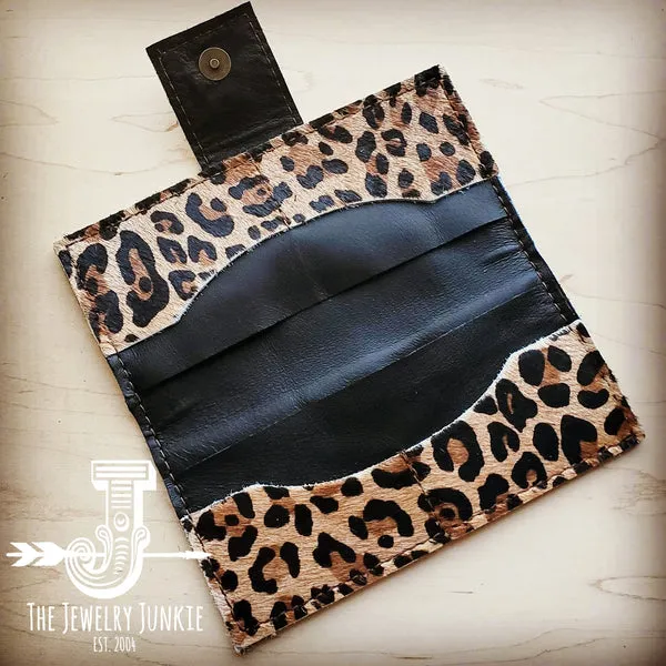 Hair on Hide Leather Wallet in Leopard w/ Snap