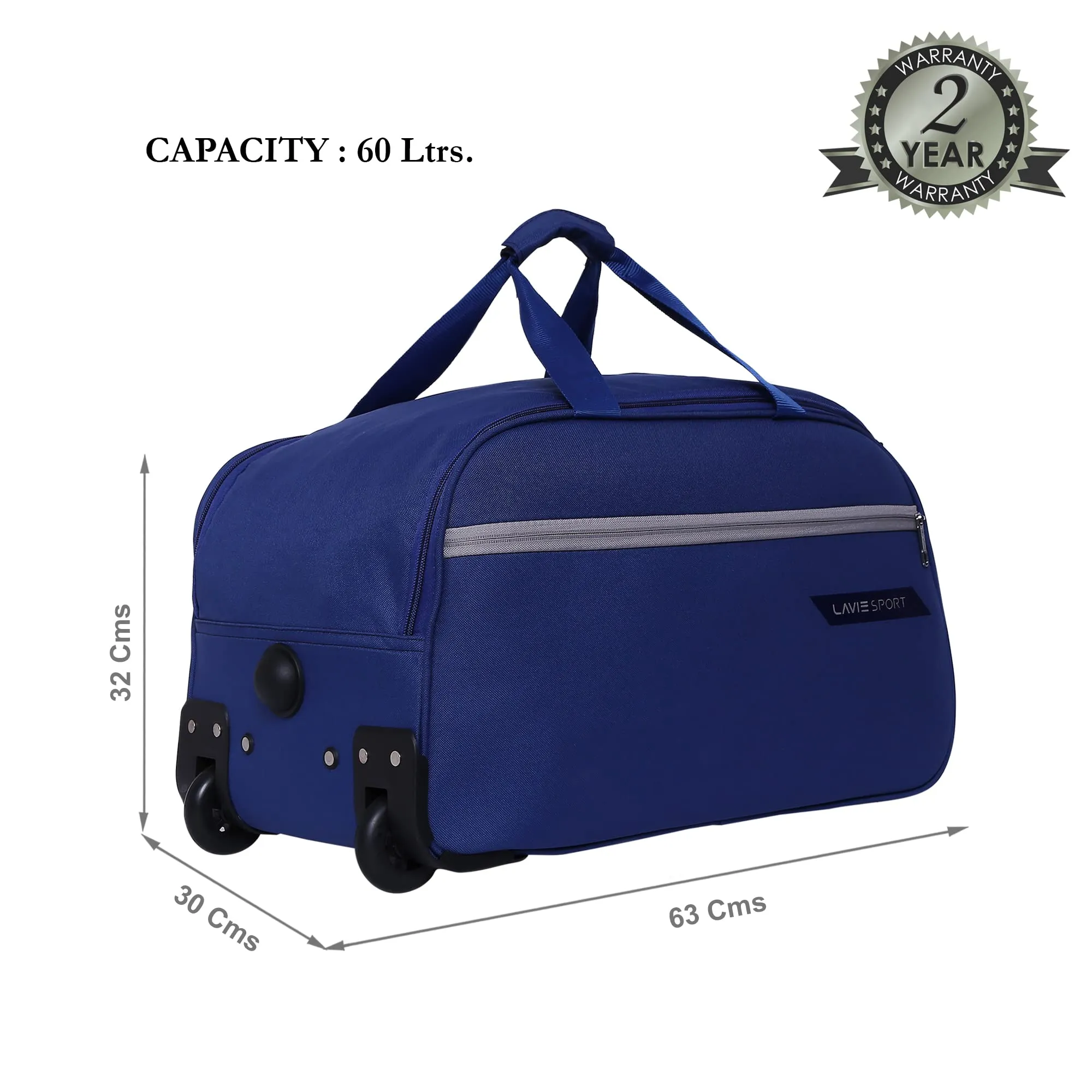 Lavie Sport Lino Large Wheel Duffel Bag | 2 Wheel Duffle Bag | Built to Last Wheels and Trolley