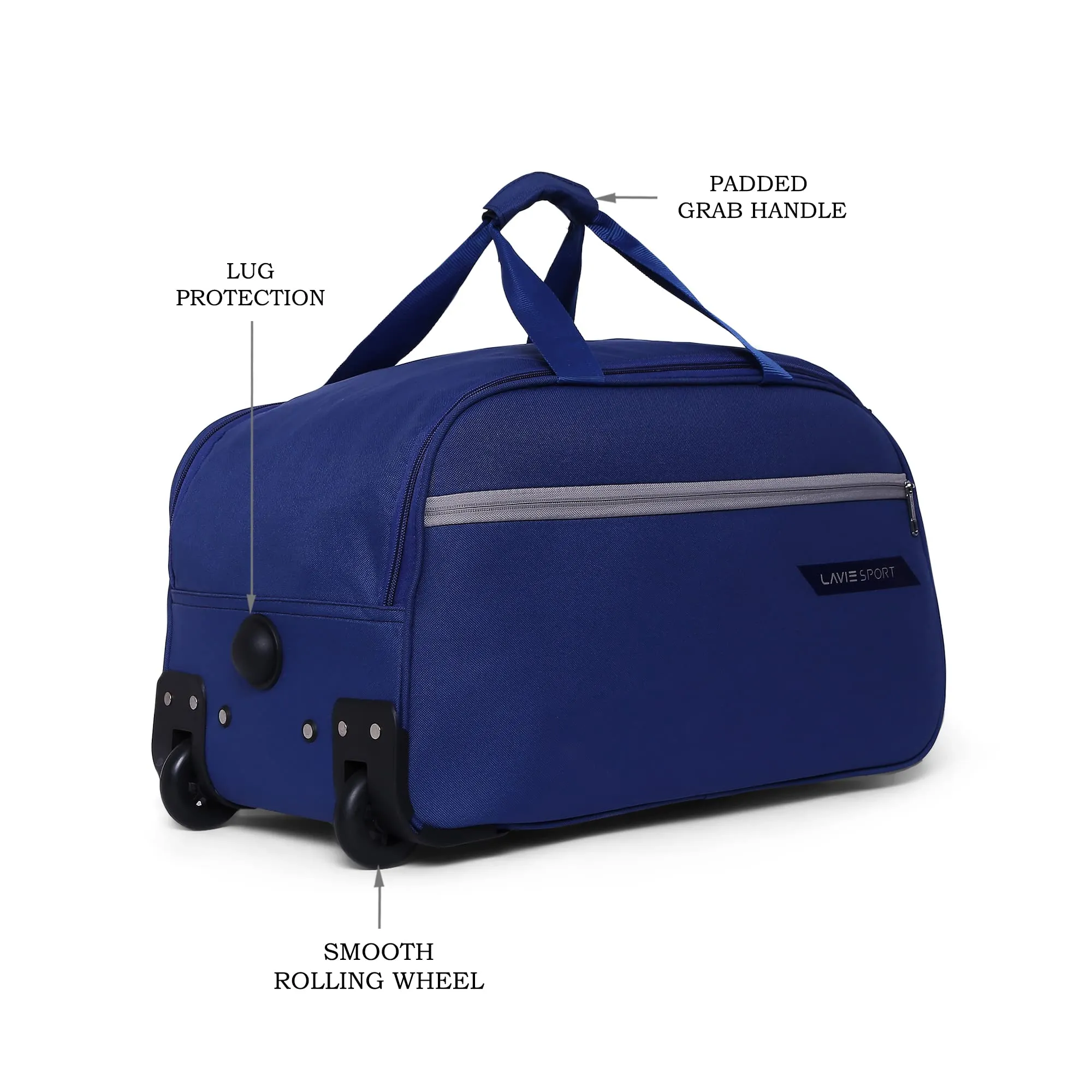 Lavie Sport Lino Large Wheel Duffel Bag | 2 Wheel Duffle Bag | Built to Last Wheels and Trolley