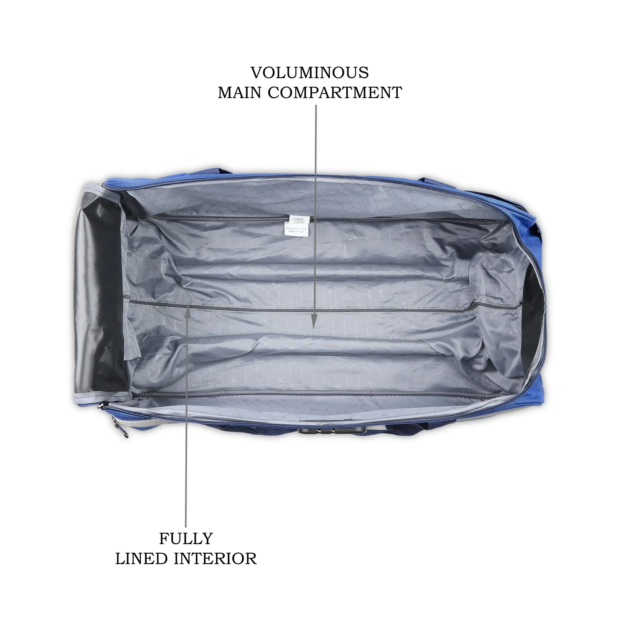 Lavie Sport Lino Large Wheel Duffel Bag | 2 Wheel Duffle Bag | Built to Last Wheels and Trolley