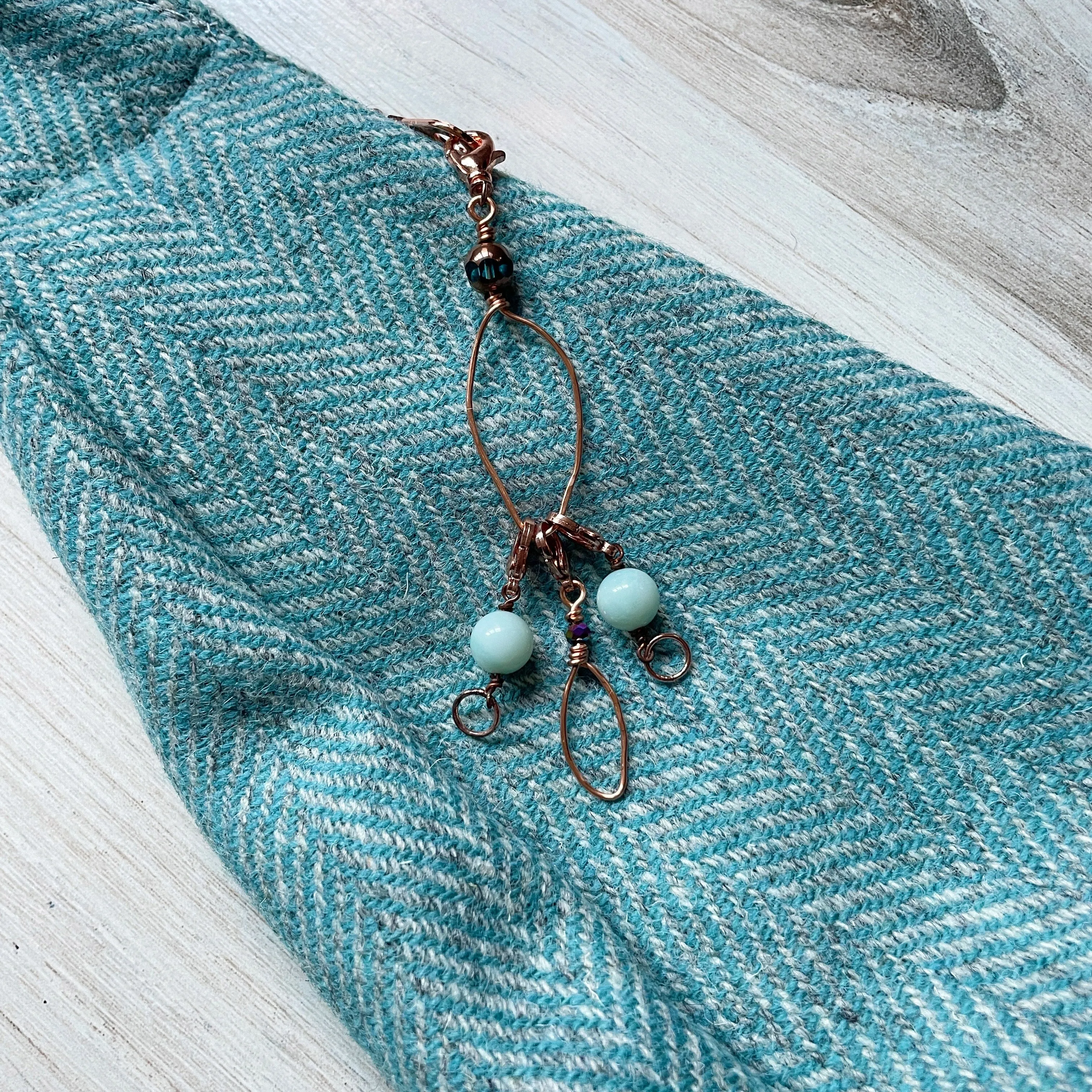 Leaf Stitch Marker/Progress Keeper Zipper Pull