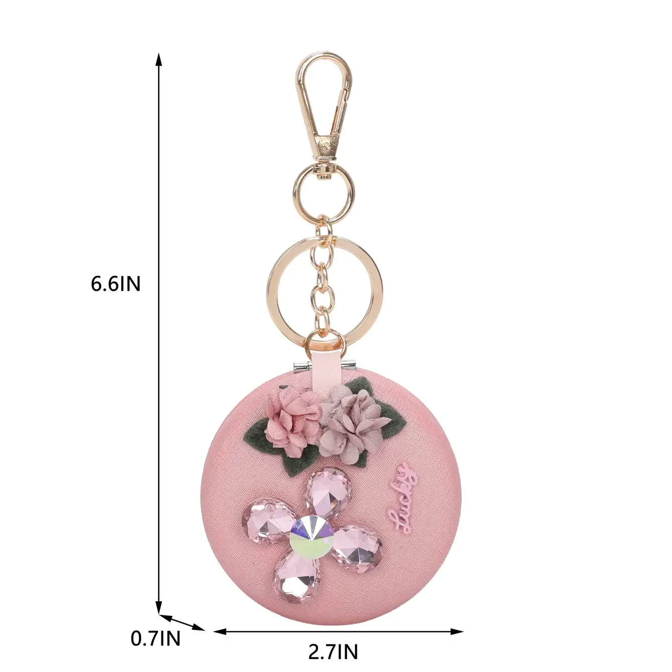 Lucky Rose Mirror Keychain & Purse Charm Pendant