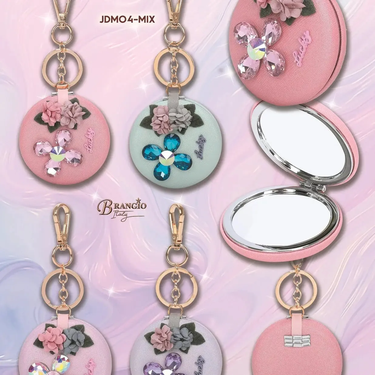 Lucky Rose Mirror Keychain & Purse Charm Pendant