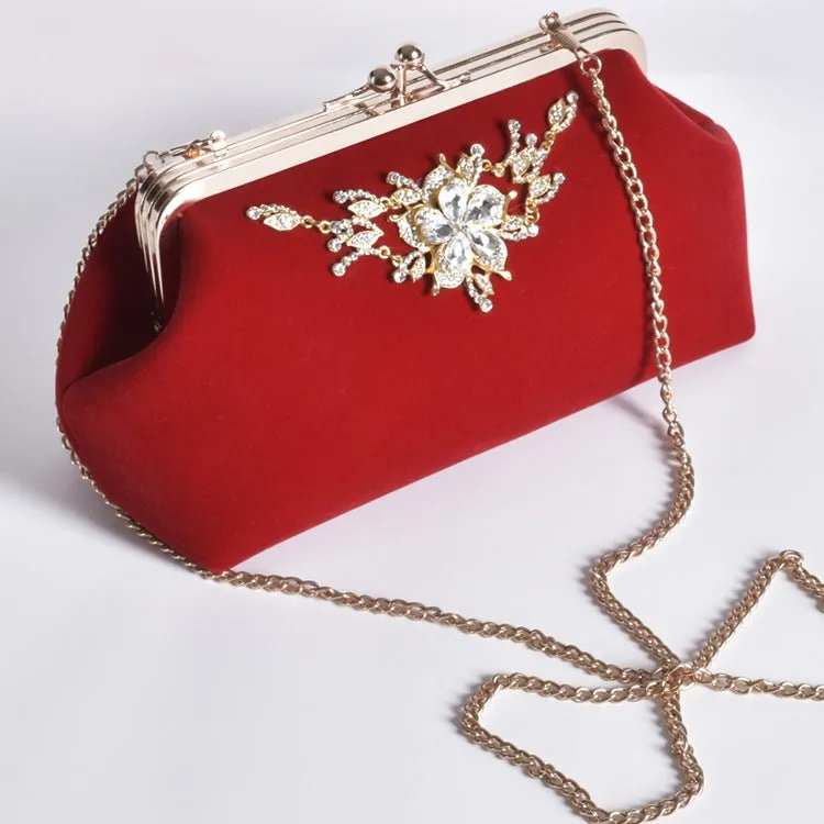 Luxy Moon Elegant Velvet Flower Hand Evening Bag