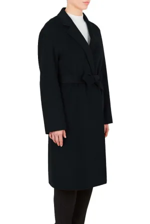 'Maguie' Black Wool Belted Coat