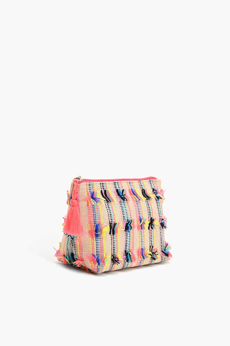 Mexican Striped Handwoven Jacquard Cosmetic Pouch