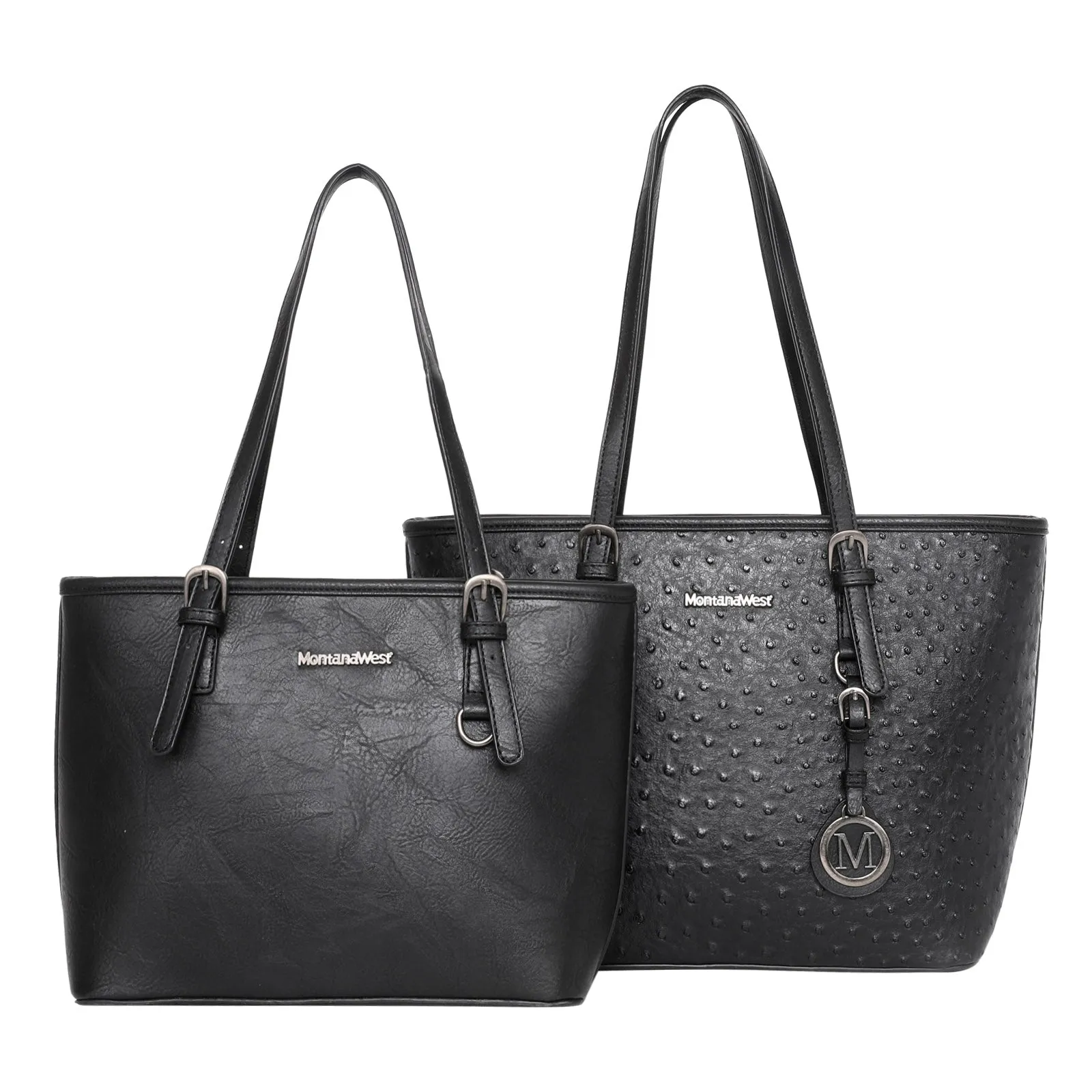 MWC2-G049 Montana West 2Pcs Set Tote (Concealed Carry Ostrich Print Tote & Small Basic Tote)