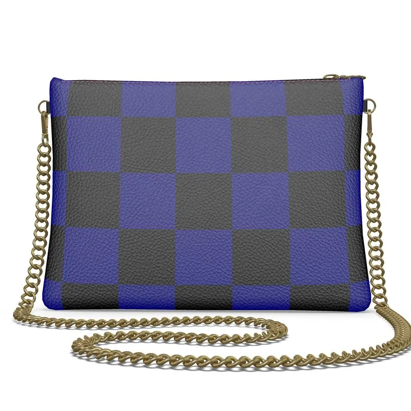 Navy Blue & Black Checkered Crossbody Bag