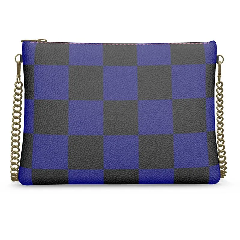 Navy Blue & Black Checkered Crossbody Bag