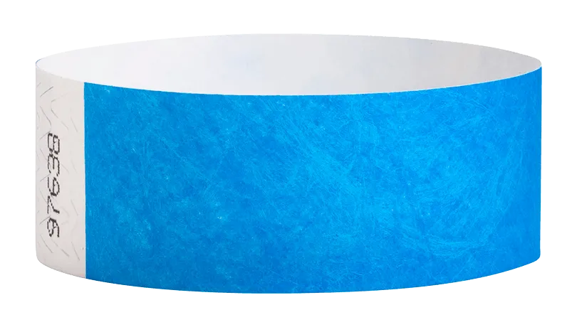 Neon Blue Tyvek Solid Wristbands