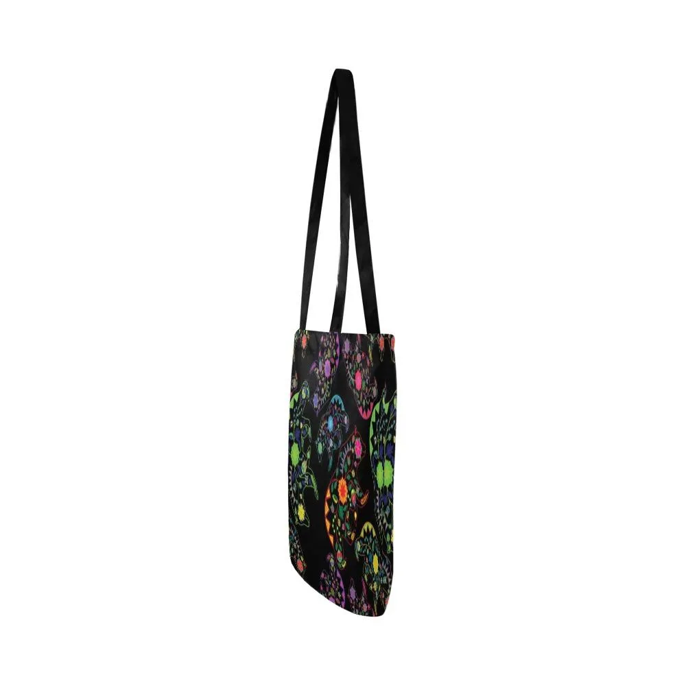 Neon Floral Bears Reusable Shopping Bag (Two sides)