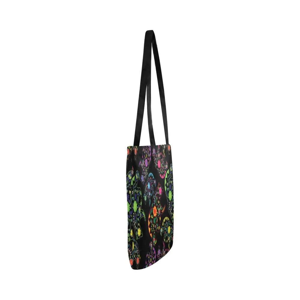 Neon Floral Bears Reusable Shopping Bag (Two sides)