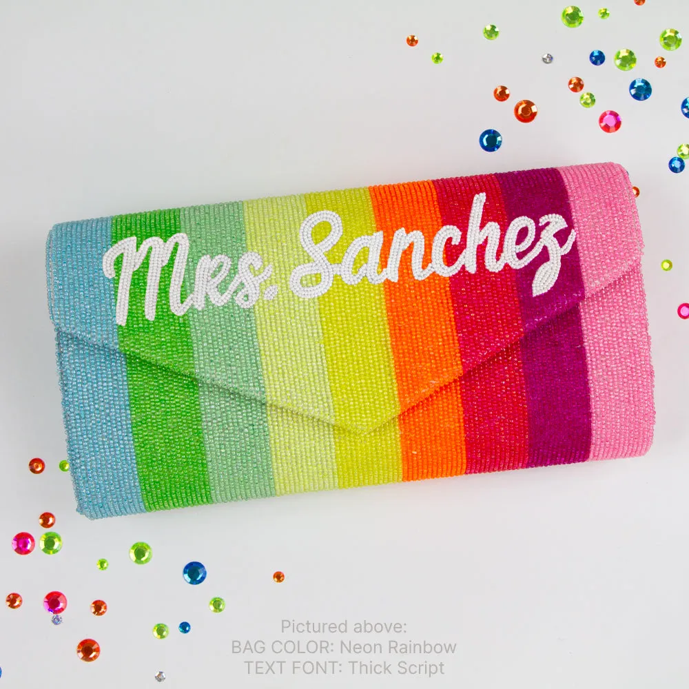 Neon Rainbow Mrs Clutch Bag (ENV)