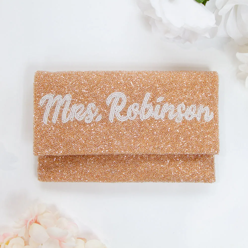 Personalized Mrs Beaded Clutch Purse (LHFC)