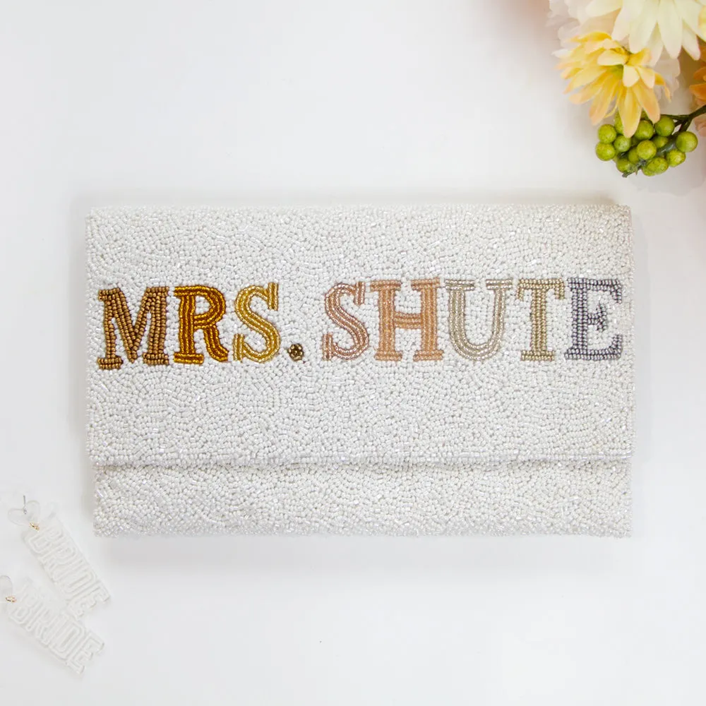 Personalized Mrs Beaded Clutch Purse (LHFC)