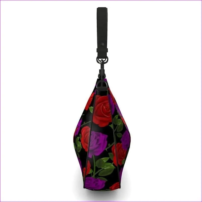 Red Rose Purp Luxury Authentic Leather Curve Hobo Bag