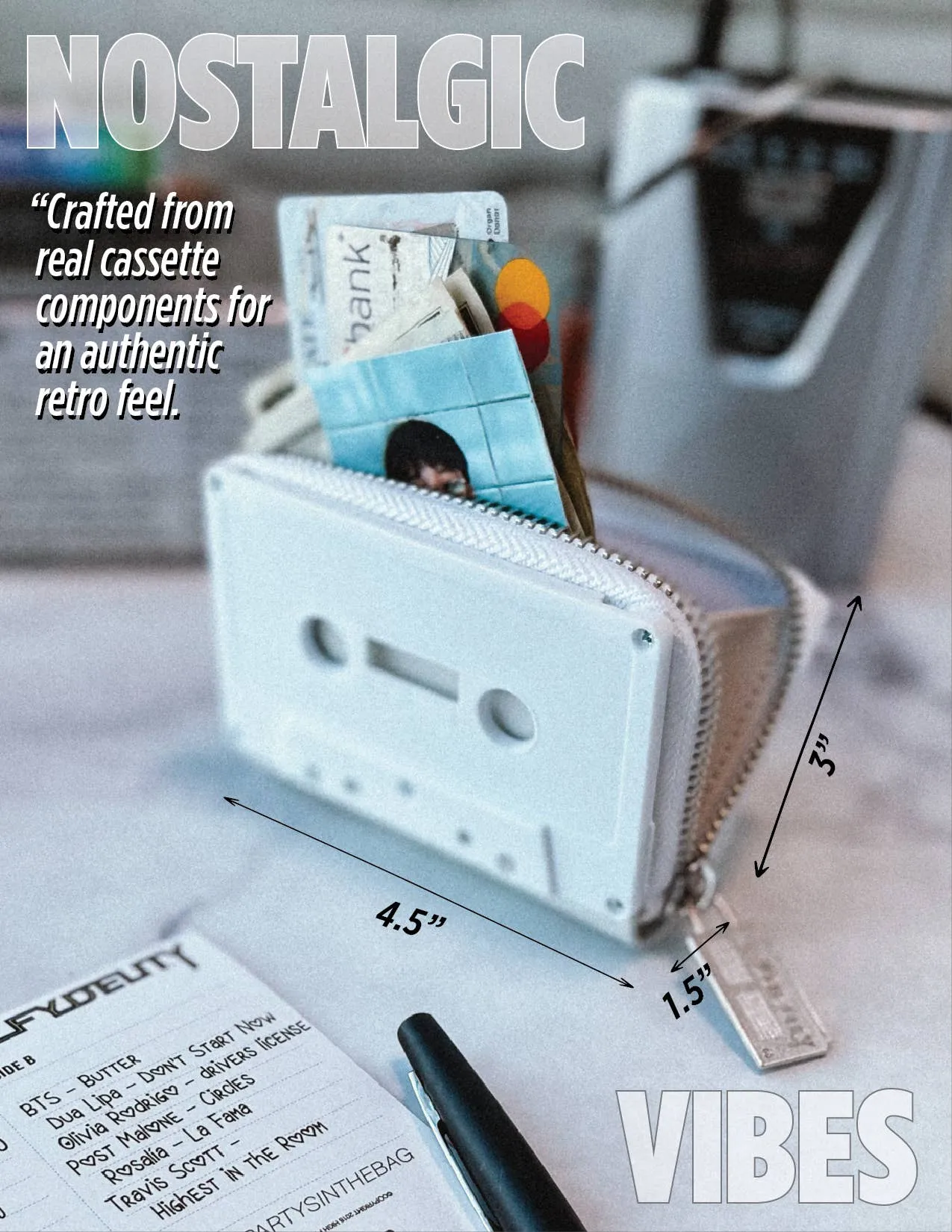 Retro Cassette Tape Wallet - White