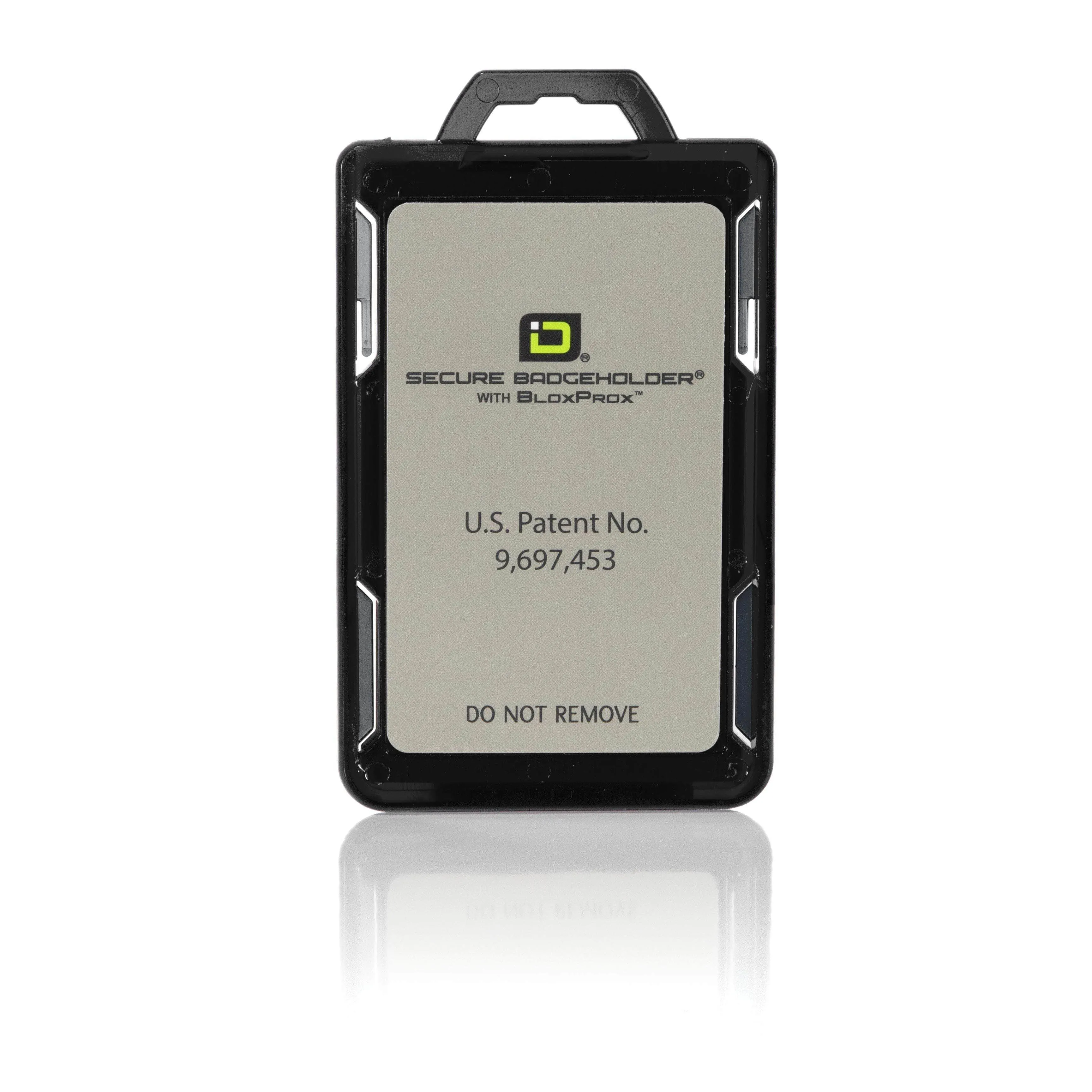 Secure Badge Holder BloxProx™ Lite PORTRAIT - Protects 125Khz HID Prox - 1 ID Card Holder