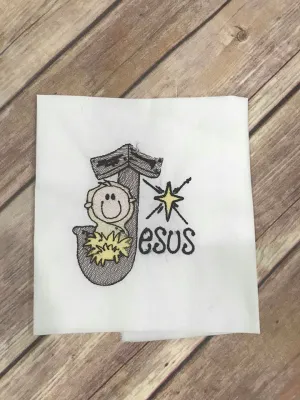 Sketchy Jesus Christmas Machine Embroidery 6x6