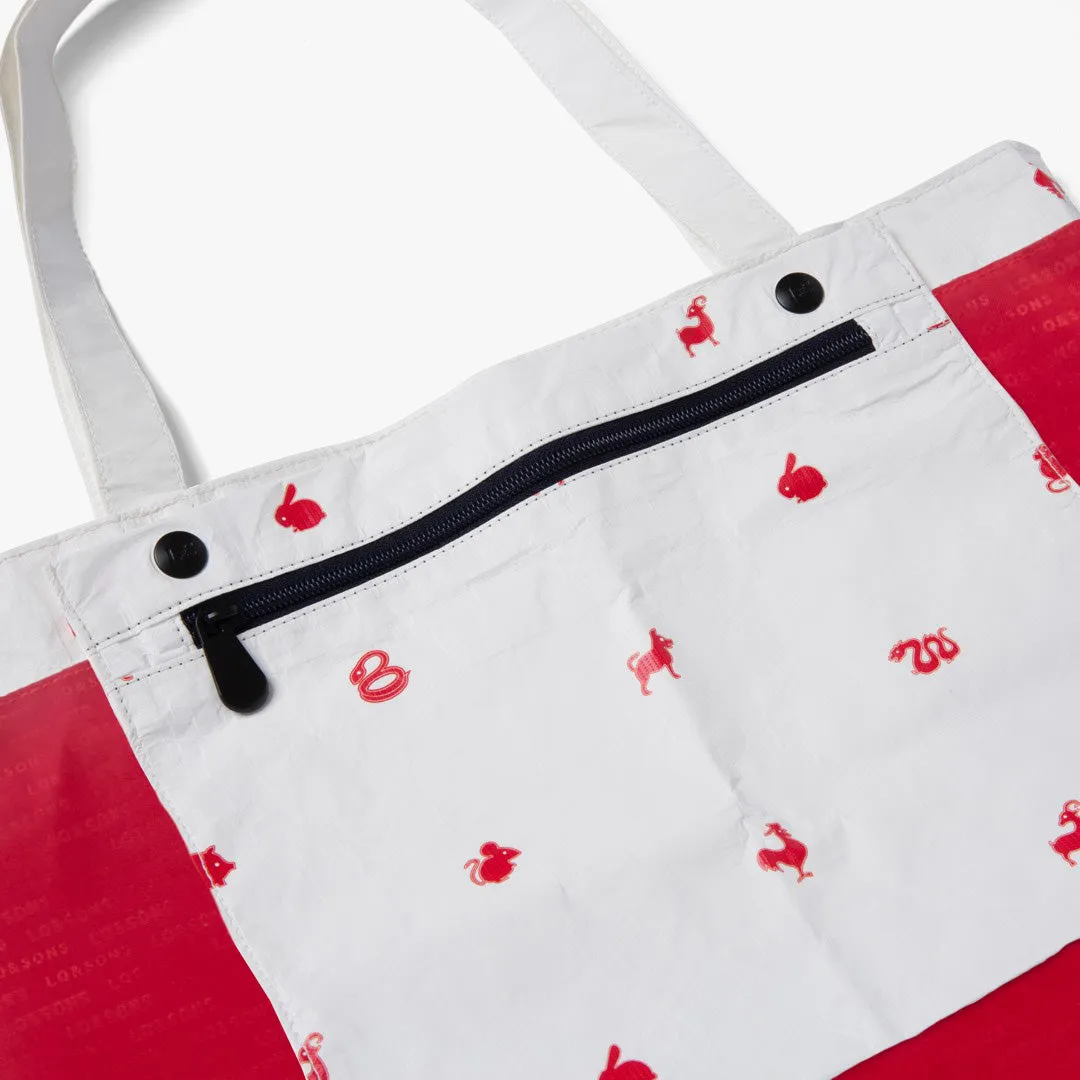 The Del Mar Packable Tote Large - Tyvek - White Zodiac