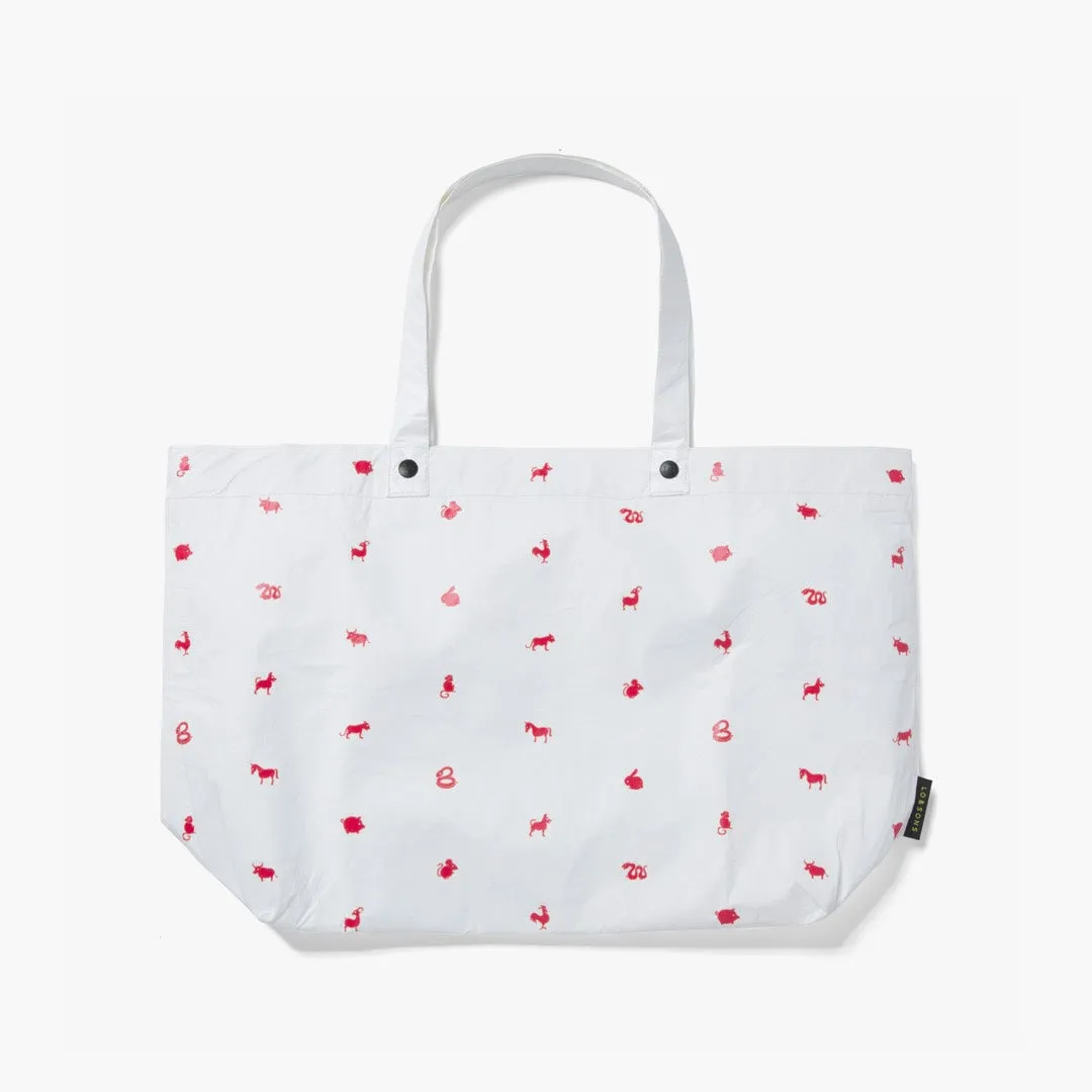 The Del Mar Packable Tote Large - Tyvek - White Zodiac