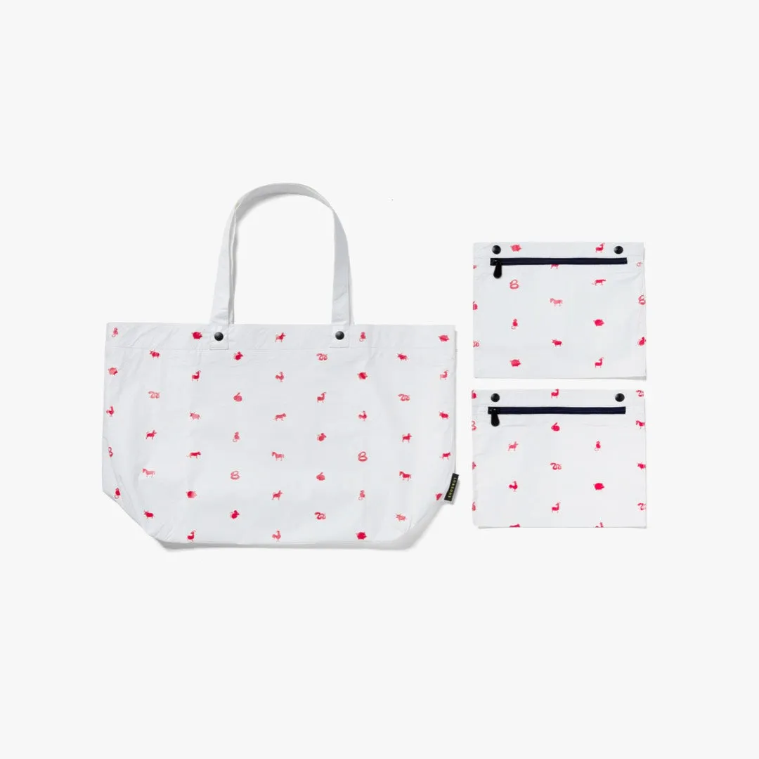 The Del Mar Packable Tote Large - Tyvek - White Zodiac