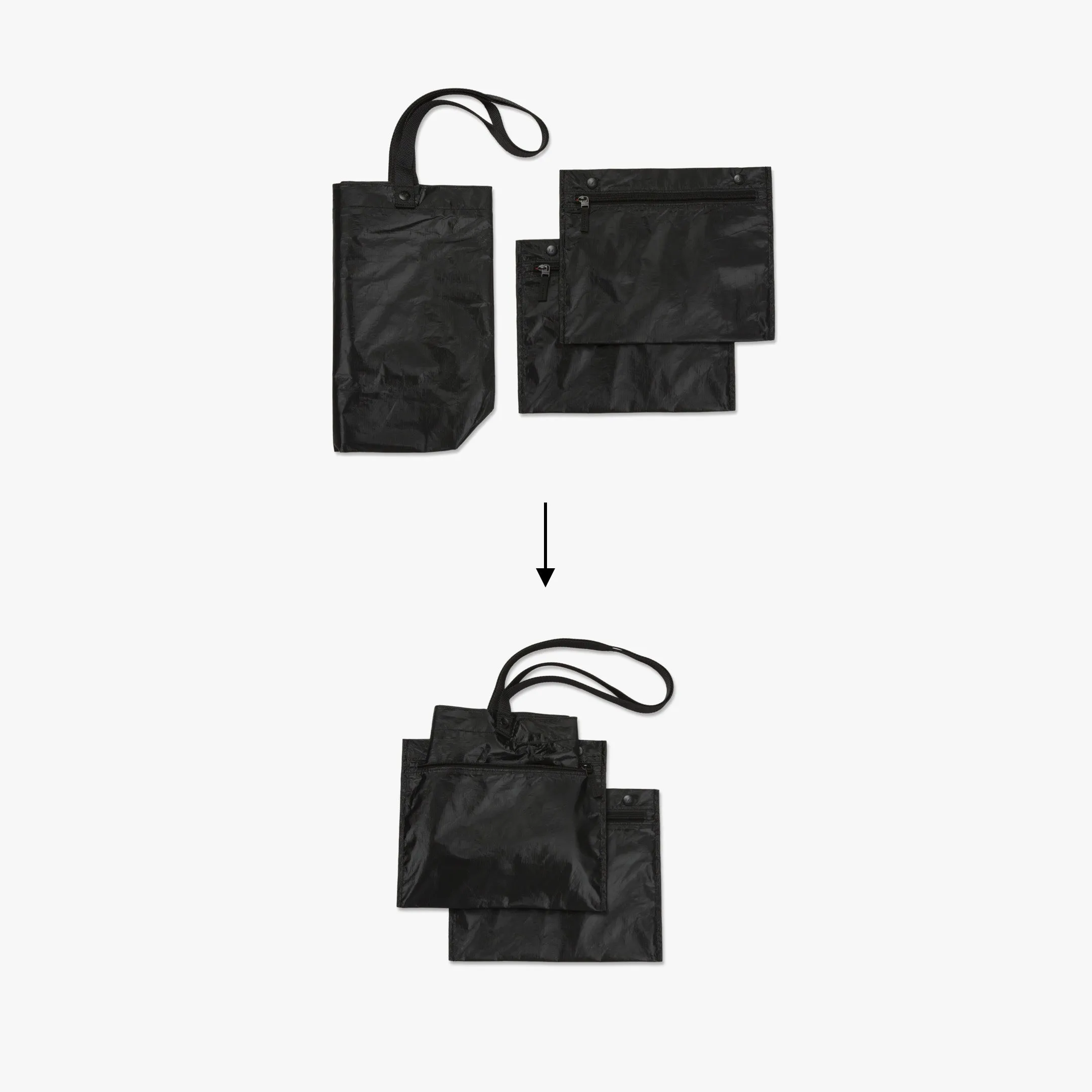 The Del Mar Packable Tote Small - Tyvek - Black