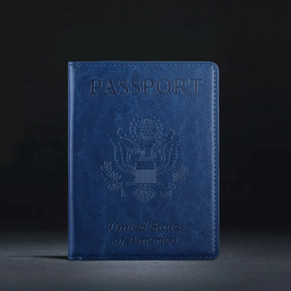 US 1-2 Pc Passport Holder Vaccination Certificate Faux Leather Wallet Cover Slim