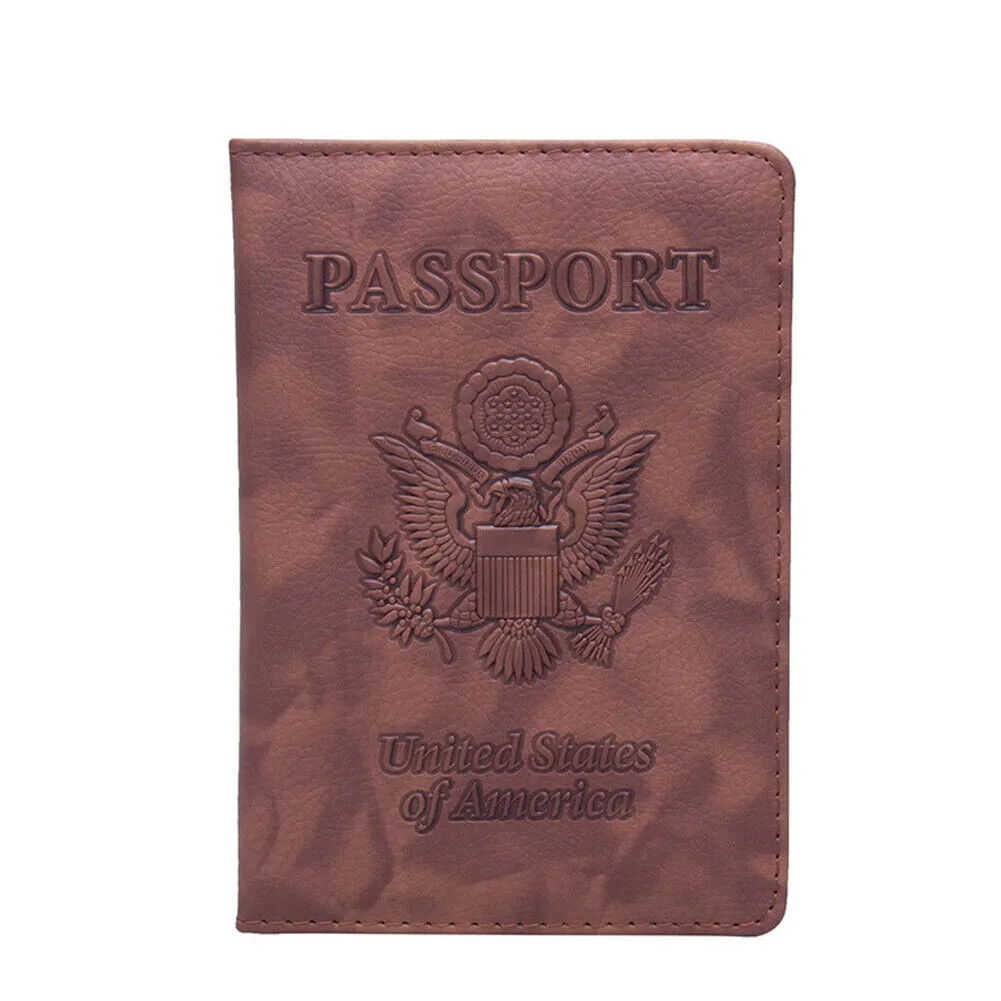 US 1-2 Pc Passport Holder Vaccination Certificate Faux Leather Wallet Cover Slim