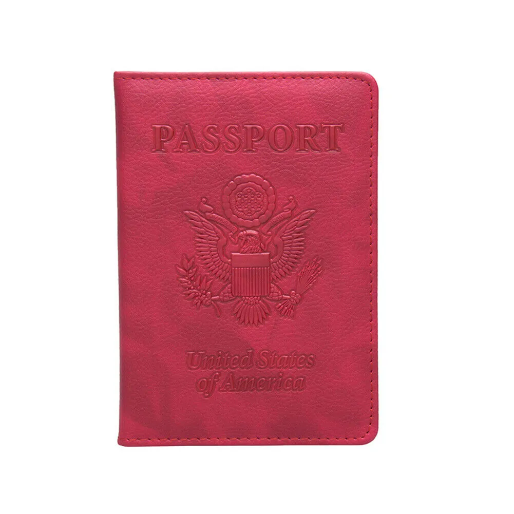 US 1-2 Pc Passport Holder Vaccination Certificate Faux Leather Wallet Cover Slim